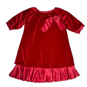 Chasing Fireflies Red Velvet Bow Holiday‎ Dress
